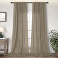 Dark Taupe Linen Curtains Back Tab 84 in Length 2 Panels - Light