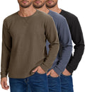 Mens Waffle Long Sleeve Shirt 3-Pack - Lightweight Casual Staple