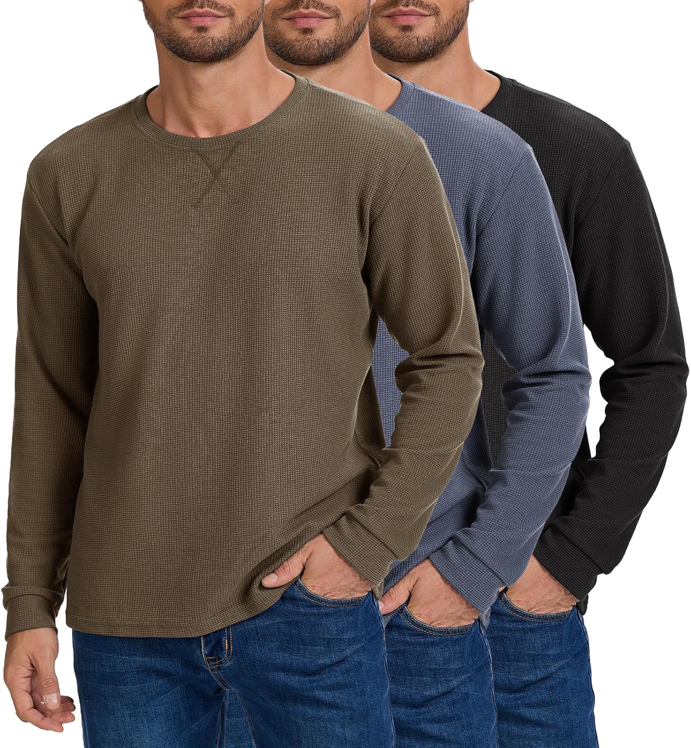 Mens Waffle Shirts Long Sleeve Casual T-Shirt for All Occasions