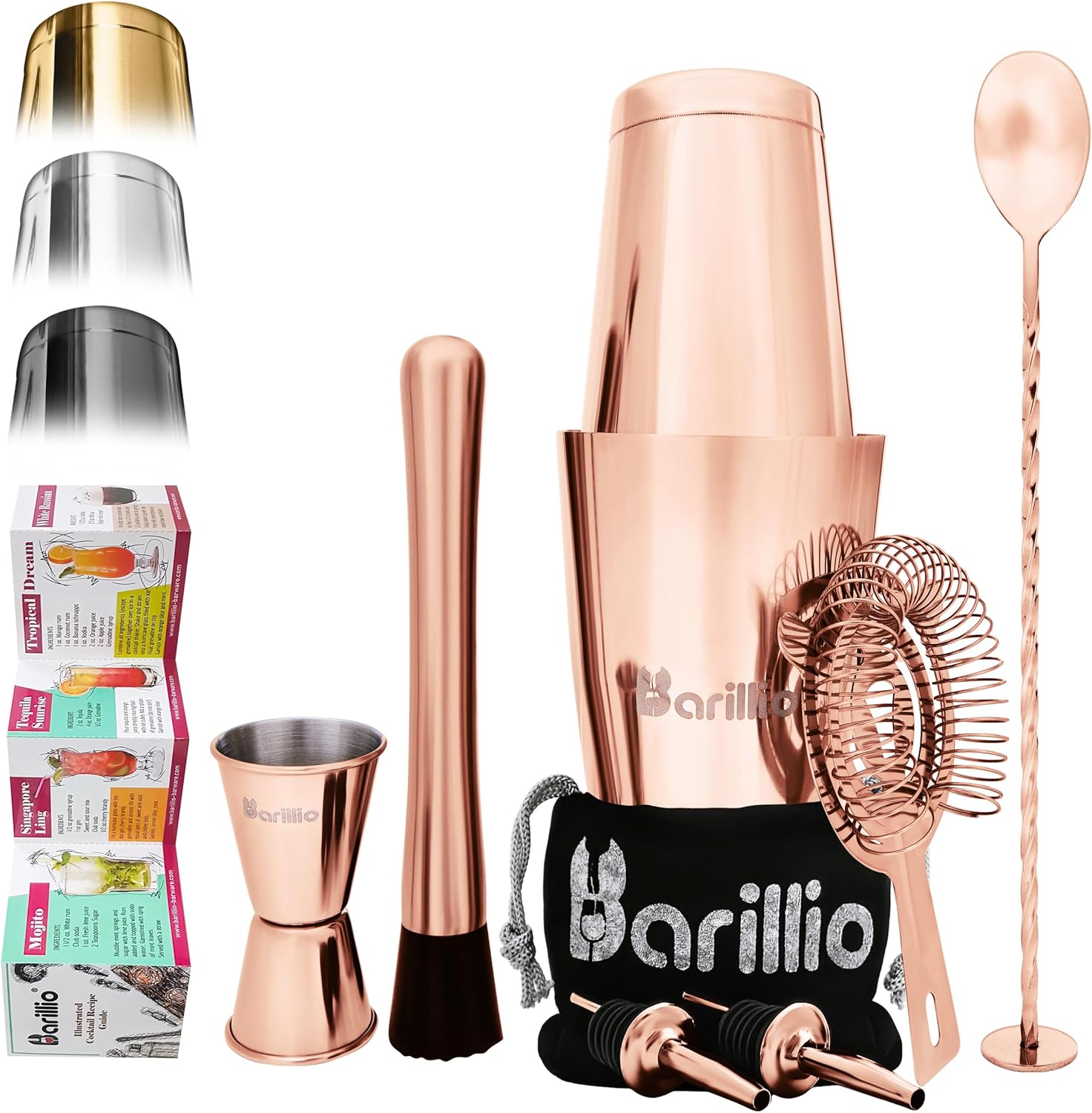 Barillio Rose Gold Boston Shaker - Mixology Martini Set
