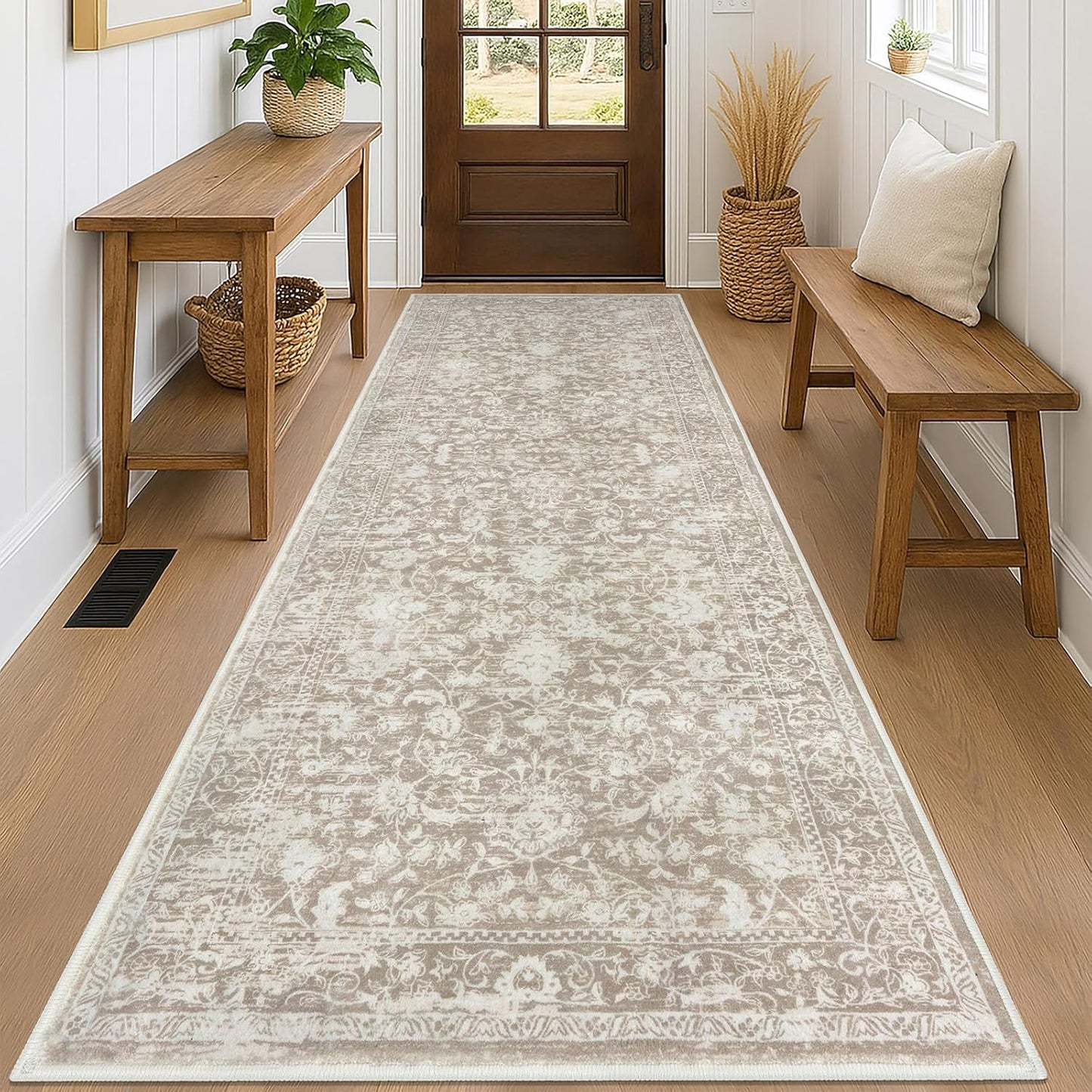KILOCOCO Hallway Runner 3x8 Rug for Vintage Floral Decor