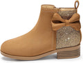 Coutgo Girls Glitter Bow Ankle Boots for Trendy Kids Style