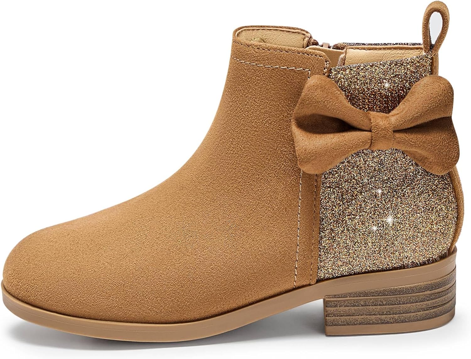 Coutgo Girls Bow Glitter Ankle Boots for Stylish Kids