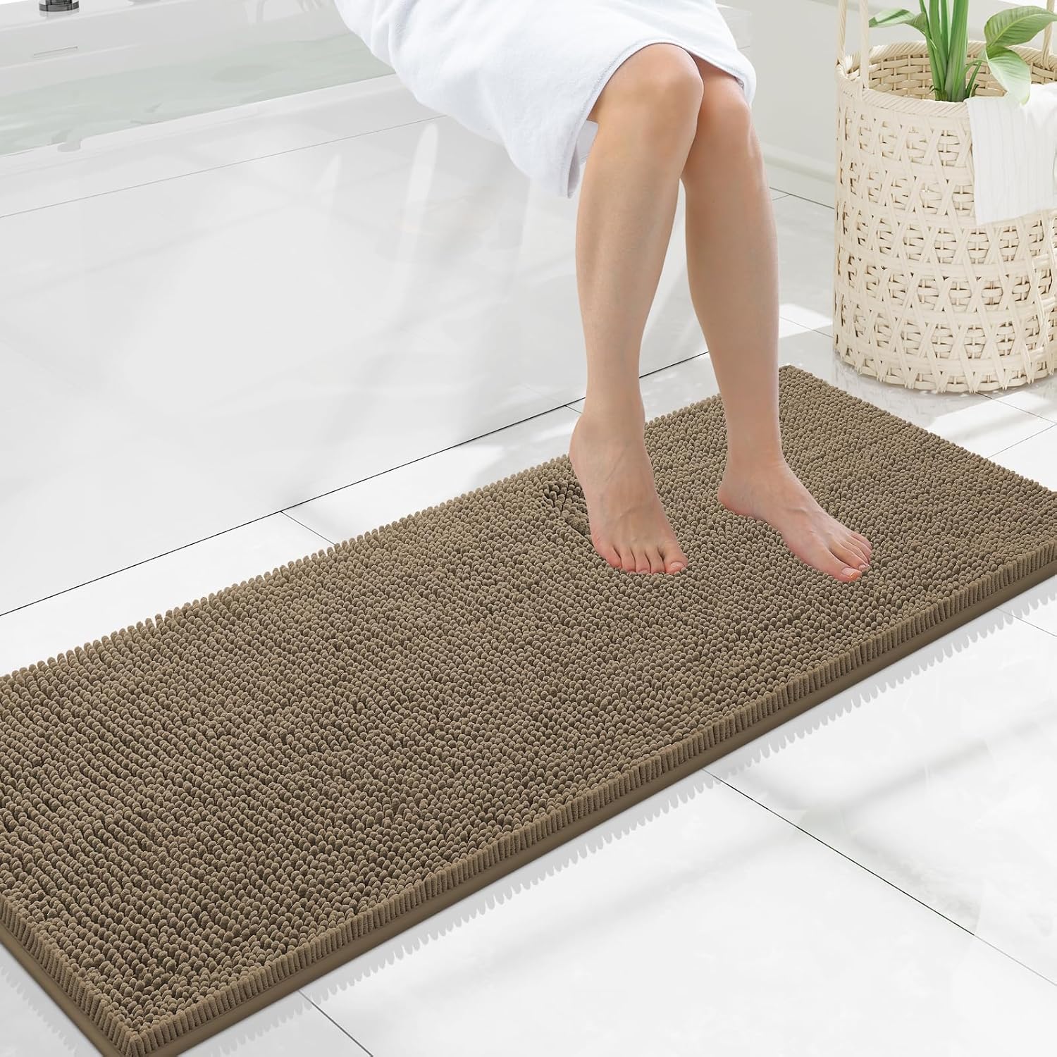 Smiry Luxury Chenille Bathroom Rugs - Soft & Absorbent Mat