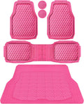 Car Floor Mats Heavy Duty Rubber Hot Pink Trunk Liners - All-Weather