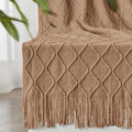 Knitted Throw Blanket 60x80 in Khaki - Soft Lightweight Cozy Throw