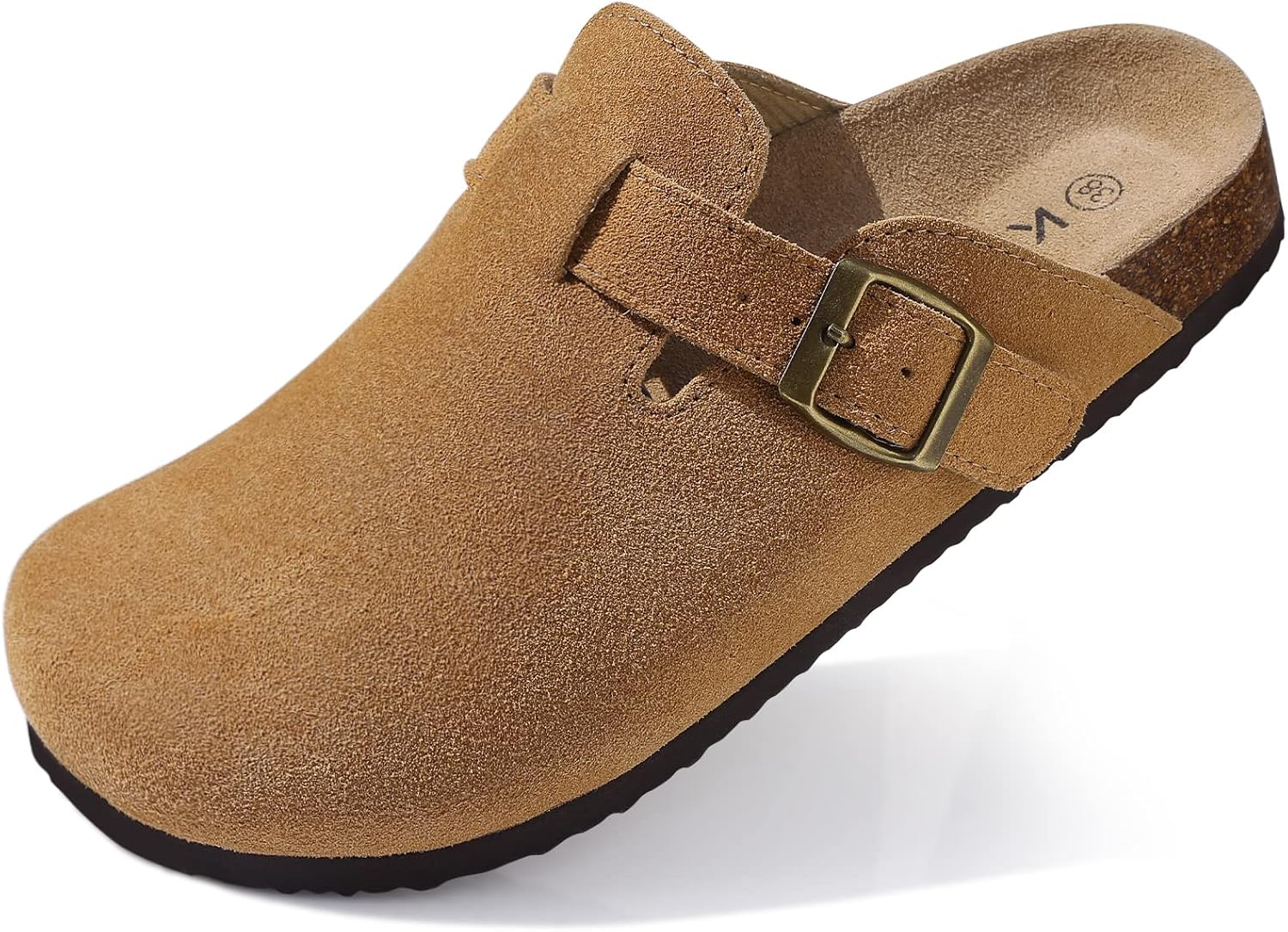 KIDMI Women's Genuine Suede Clogs with Cork Footbed Sandals