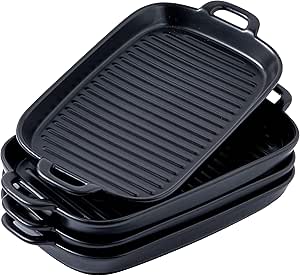 Bruntmor 10 X 6 Black Porcelain Serving Platters Set of 4