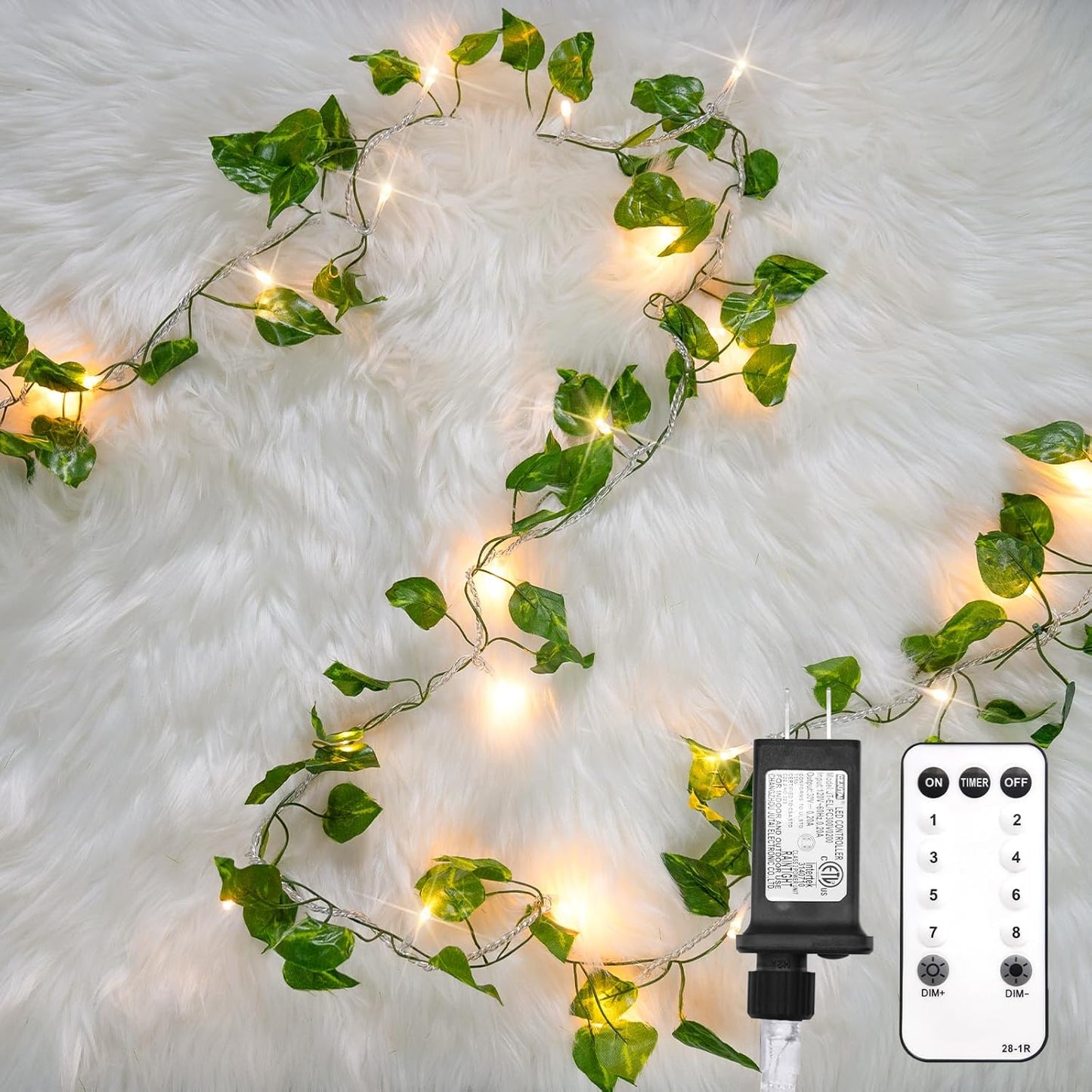 33ft 100 LED Pothos String Lights with Remote for Decor