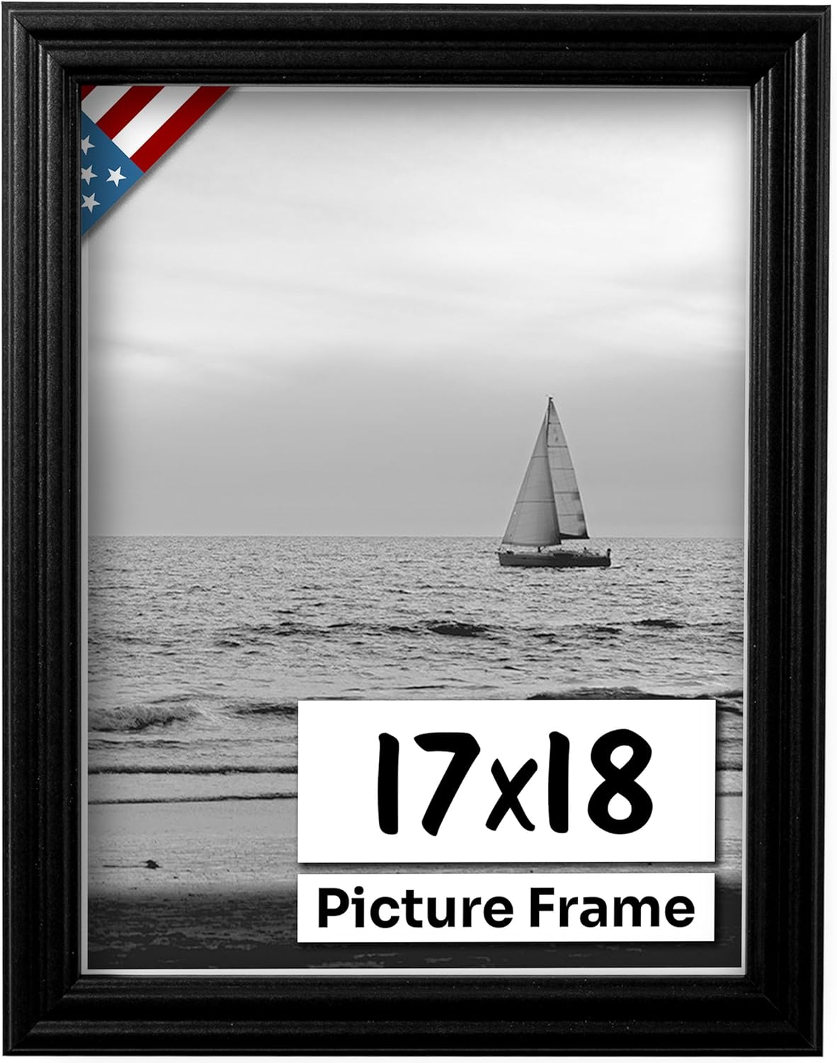 Black 17x18 Picture Frame with UV-Blocking Plexiglass for Art