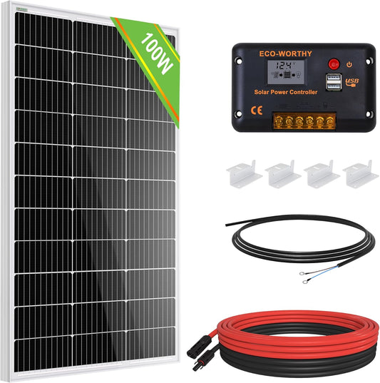 100 Watt Solar Panel Kit for RV Battery Boat Trailer Cabin