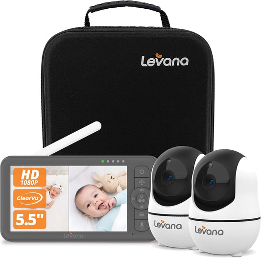 Levana Nala Video Baby Monitor - Dual 1080P Cameras, No WiFi - Clear View, Long Range, Portable