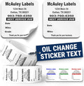 Custom Oil Change Stickers Windshield Door Jamb - Durable Reminders