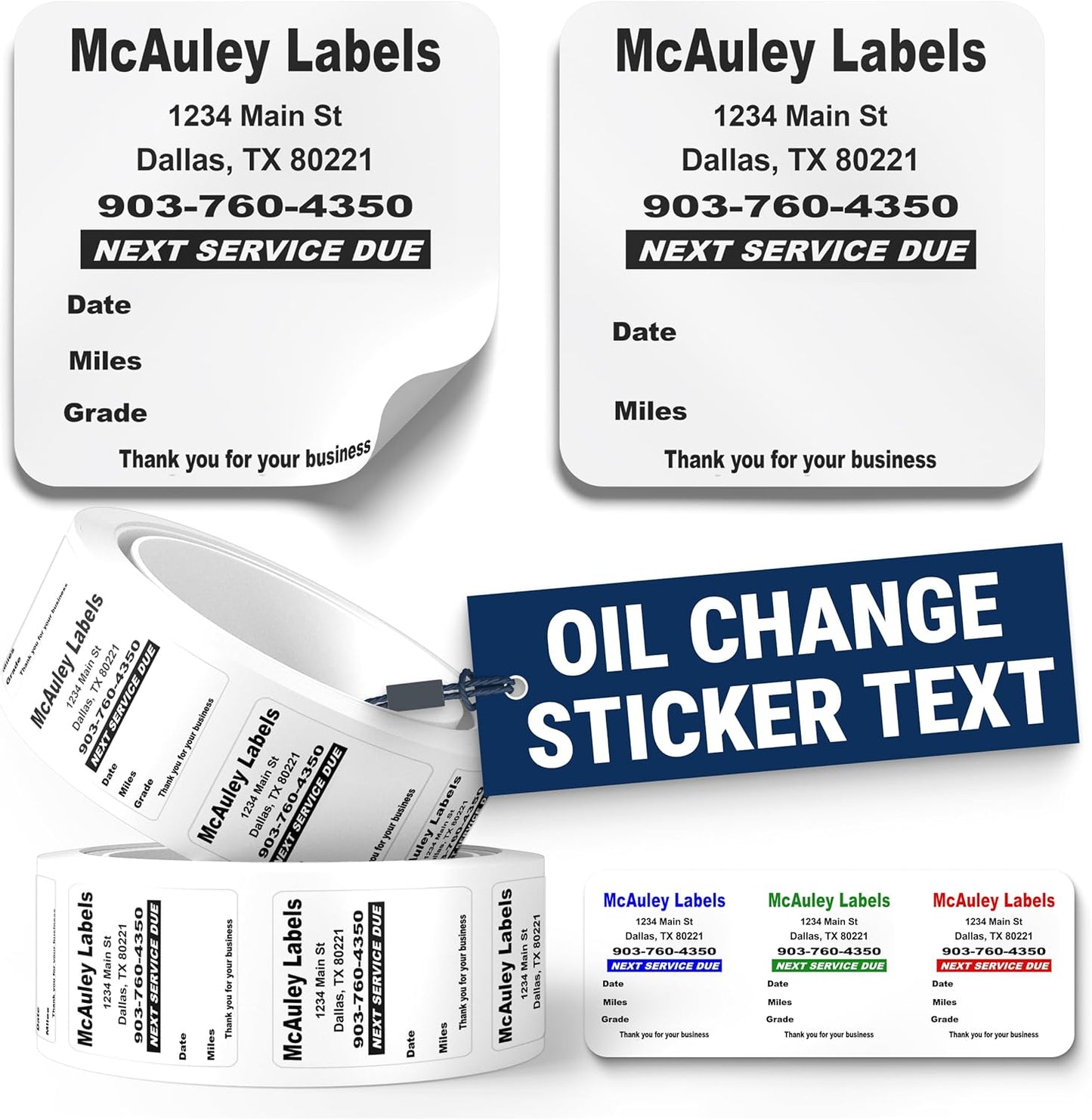Custom Oil Change Stickers for Windshields and Door Jambs