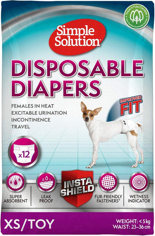 Super Absorbent Disposable Dog Diapers | XS | 12 Count