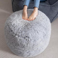 Round Stuffed Pouf Ottoman 20x20x15 in - Fluffy Faux Fur Foot Rest