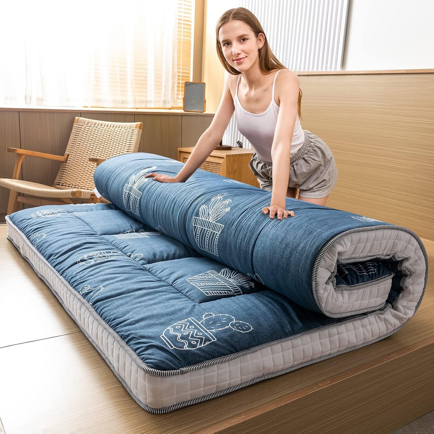 MAXYOYO Grey Cactus Pattern Queen Size Futon Mattress Review