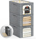 Clothes Storage Bins Metal Frame 3-Pack - Compact Stackable Organizer