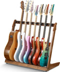 Guitar Stand for Multiple Guitars - Multi Wood Rack for 5 Acoustic