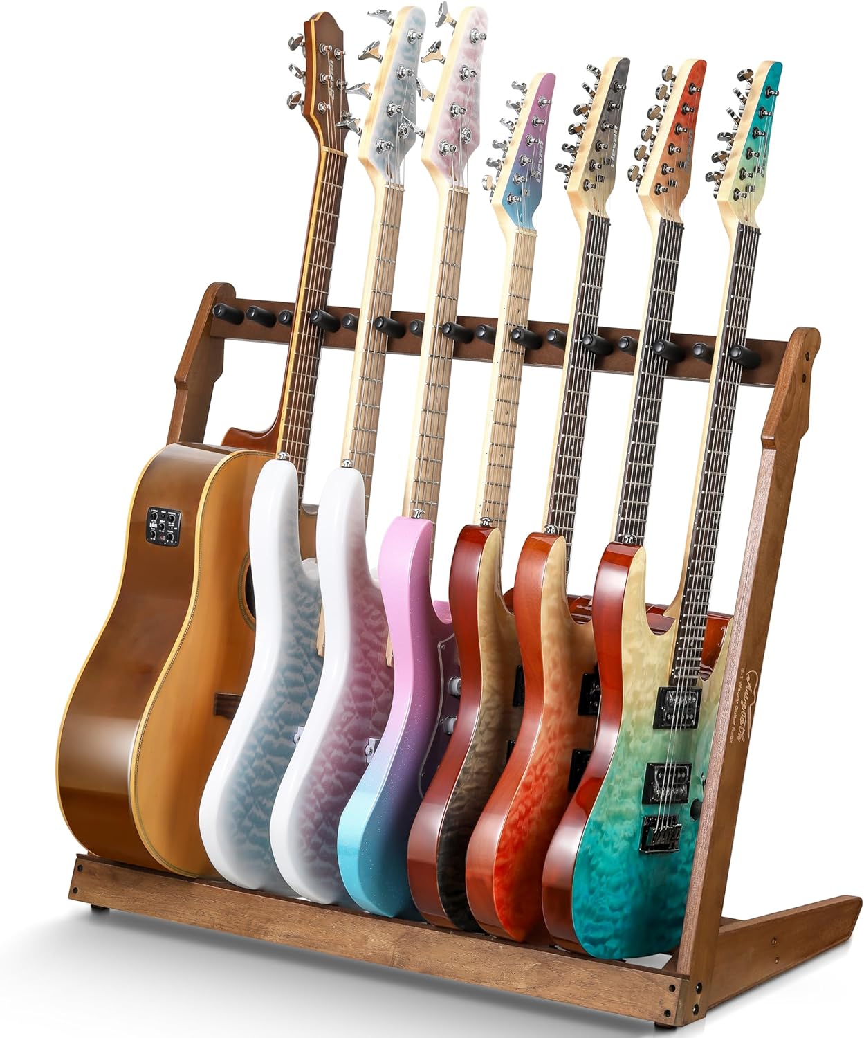 Guitar Stand for Multiple Guitars - Durable Wood Rack for 5