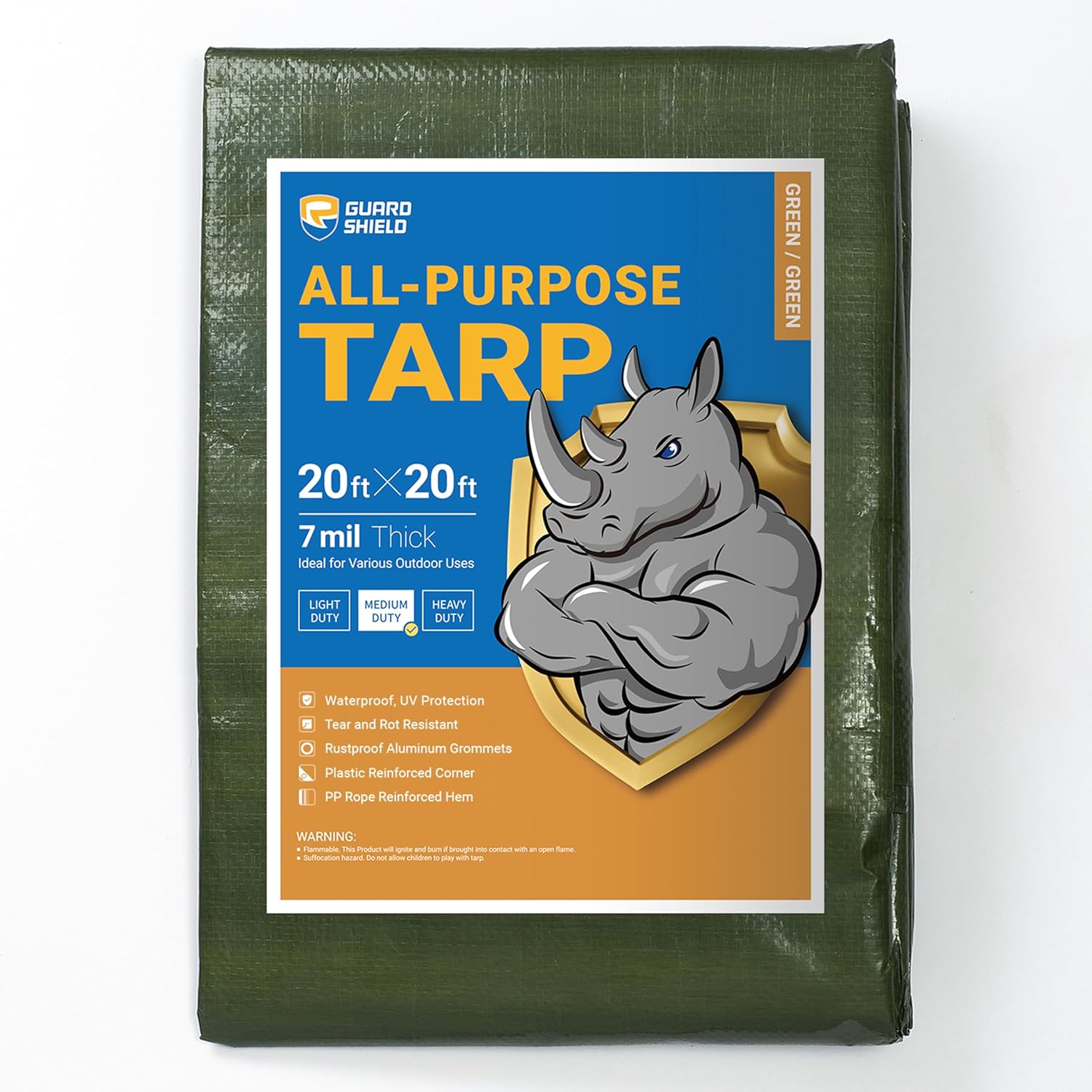 GUARD SHIELD Green Tarp Waterproof 20x20 Feet for All Uses