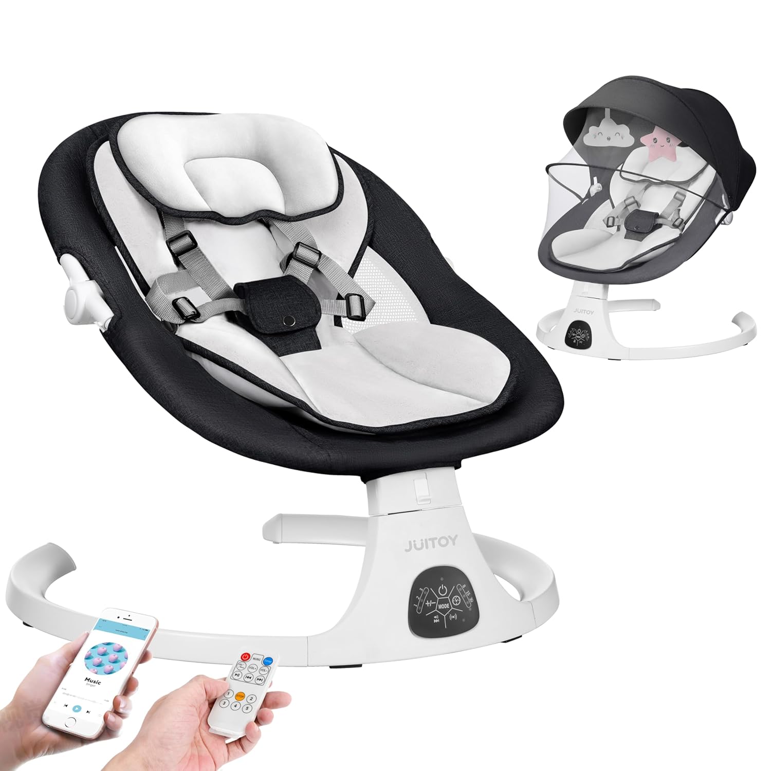 JUITOY Electric Baby Swing: 5-Speed, Bluetooth Music & 10 Melodies