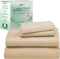 600 Thread Count Cotton Sateen Queen Sheets - Cooling, Deep Pocket