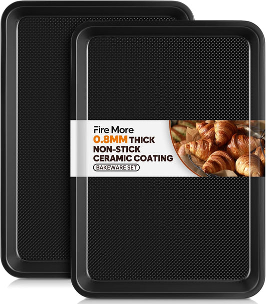 2 Pack Cookie Sheets for Baking - Non Stick Baking Trays Set