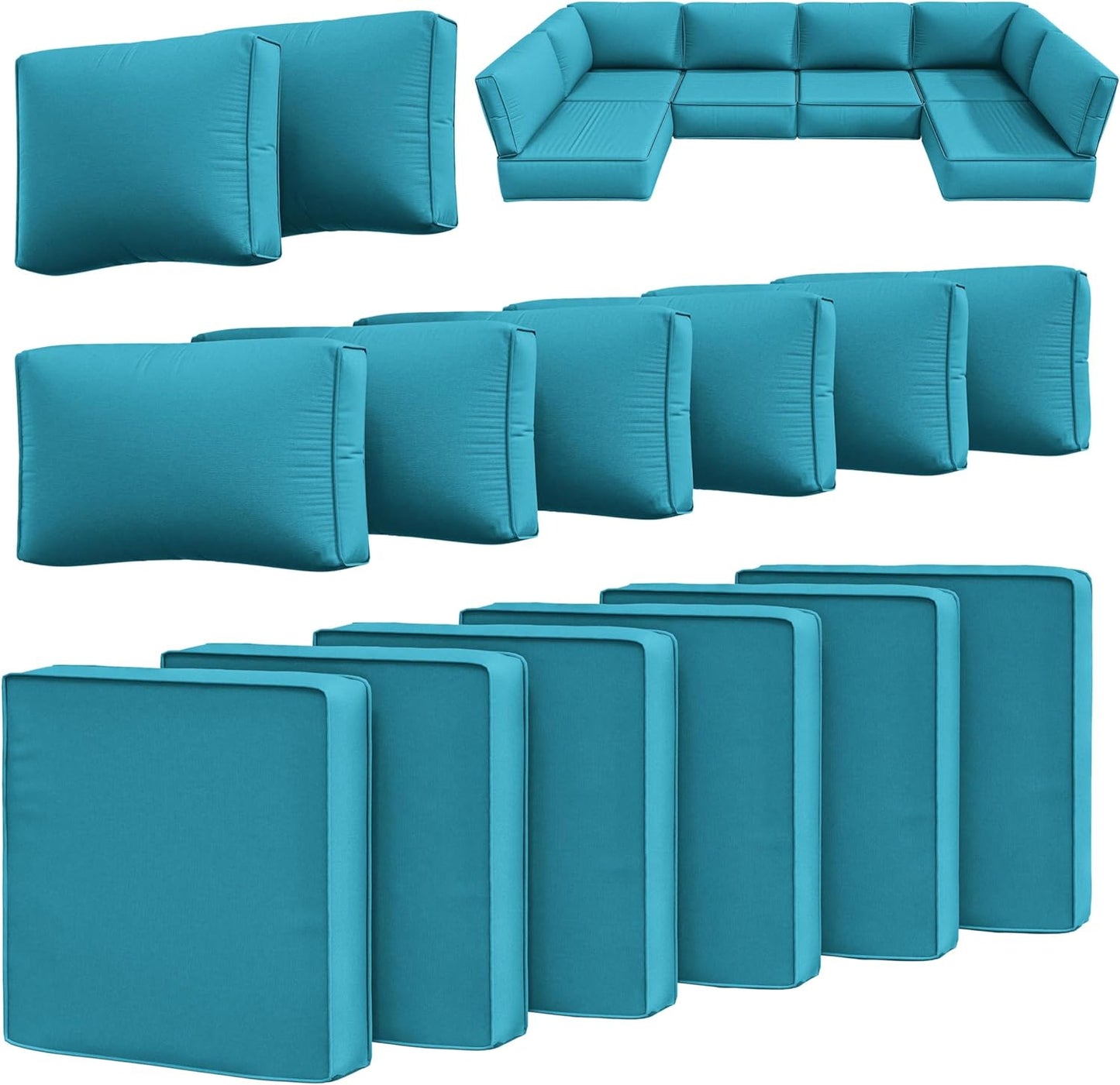 14 Pcs Outdoor Cushion Slipcovers for Patio Furniture Replacement