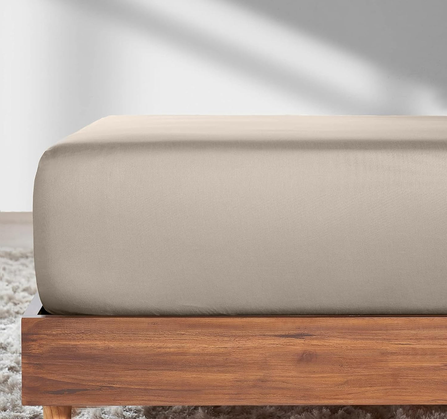 California Design Den Soft Cotton Fitted Sheet King Size Beige