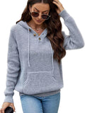 VIMPUNEC 2025 Fall Womens Oversized Hooded Knit Pullover - Cozy