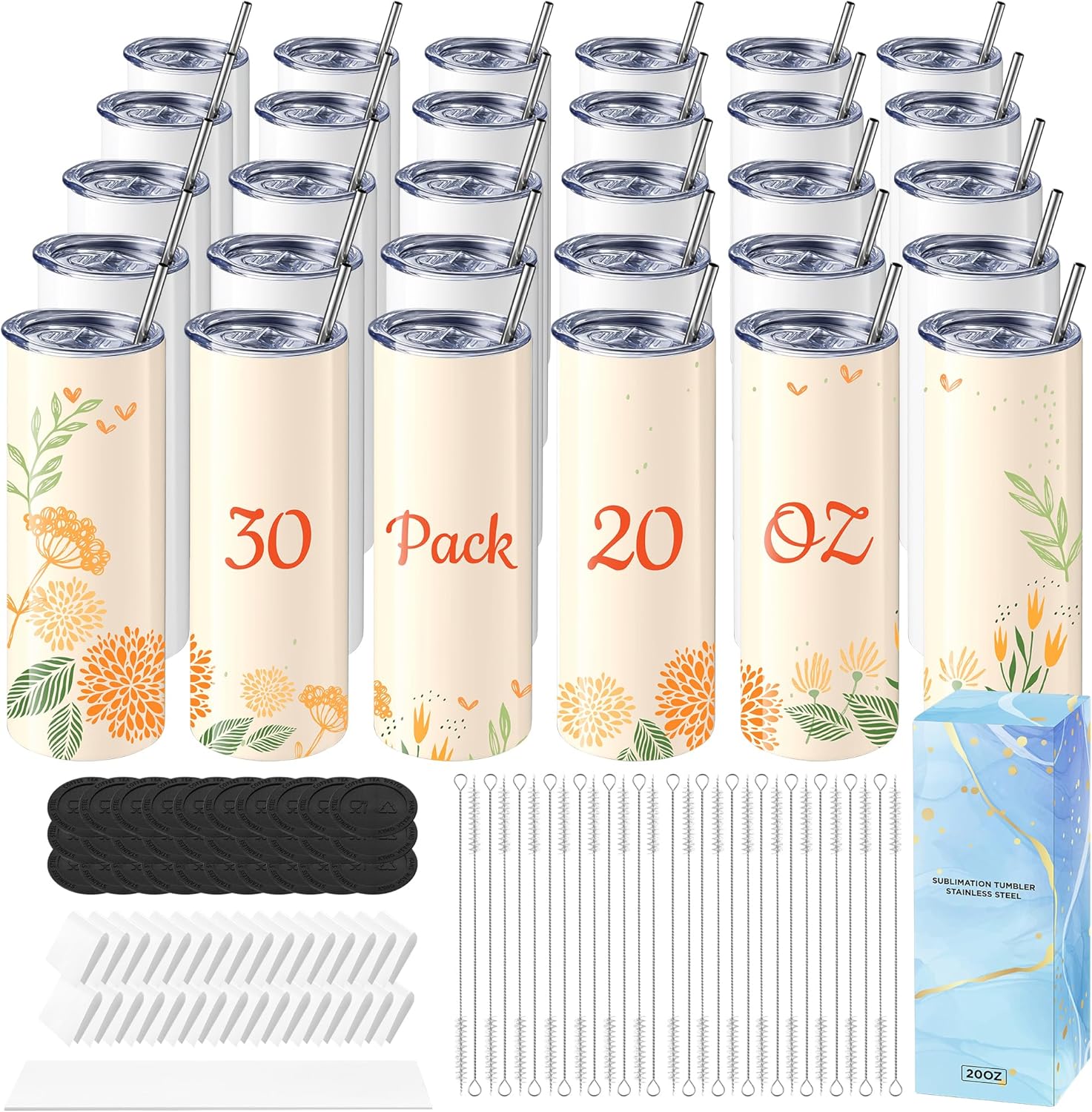 Hiipoo 30 Pack Sublimation Tumblers for Unique Gifts and Crafts