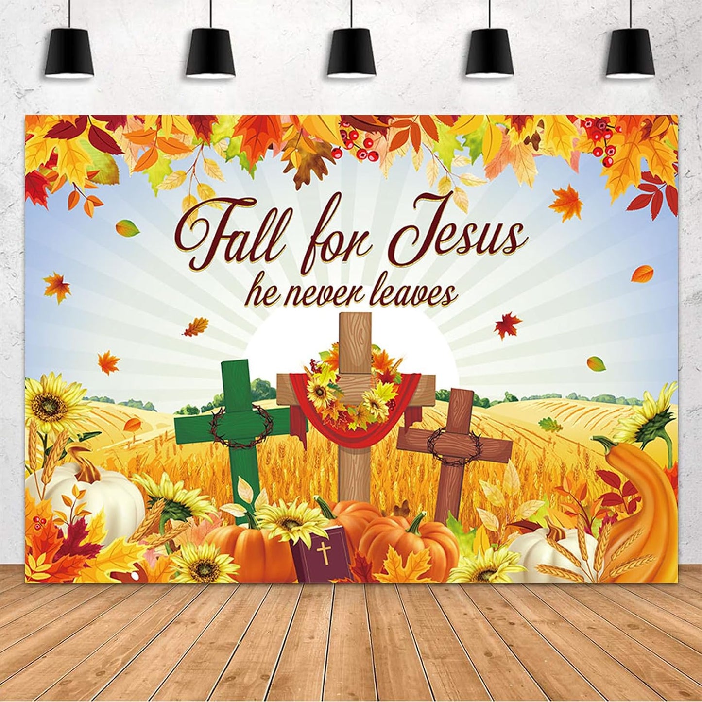 10x7ft Fall for Jesus Backdrop Pumpkin Autumn Decorations