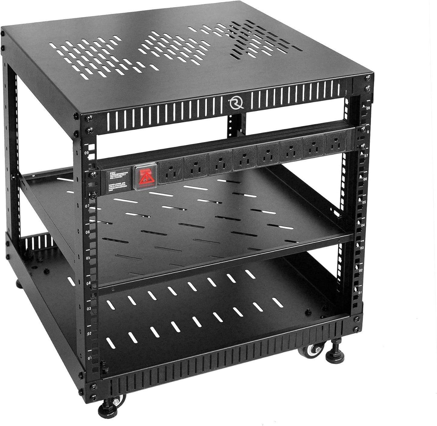 RIVECO 9U Network Rack with Reinforced Top Cover for 19in Gear