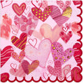 50Pcs Valentine's Day Paper Napkins - Foil Sweet Heart Cocktail Napkin
