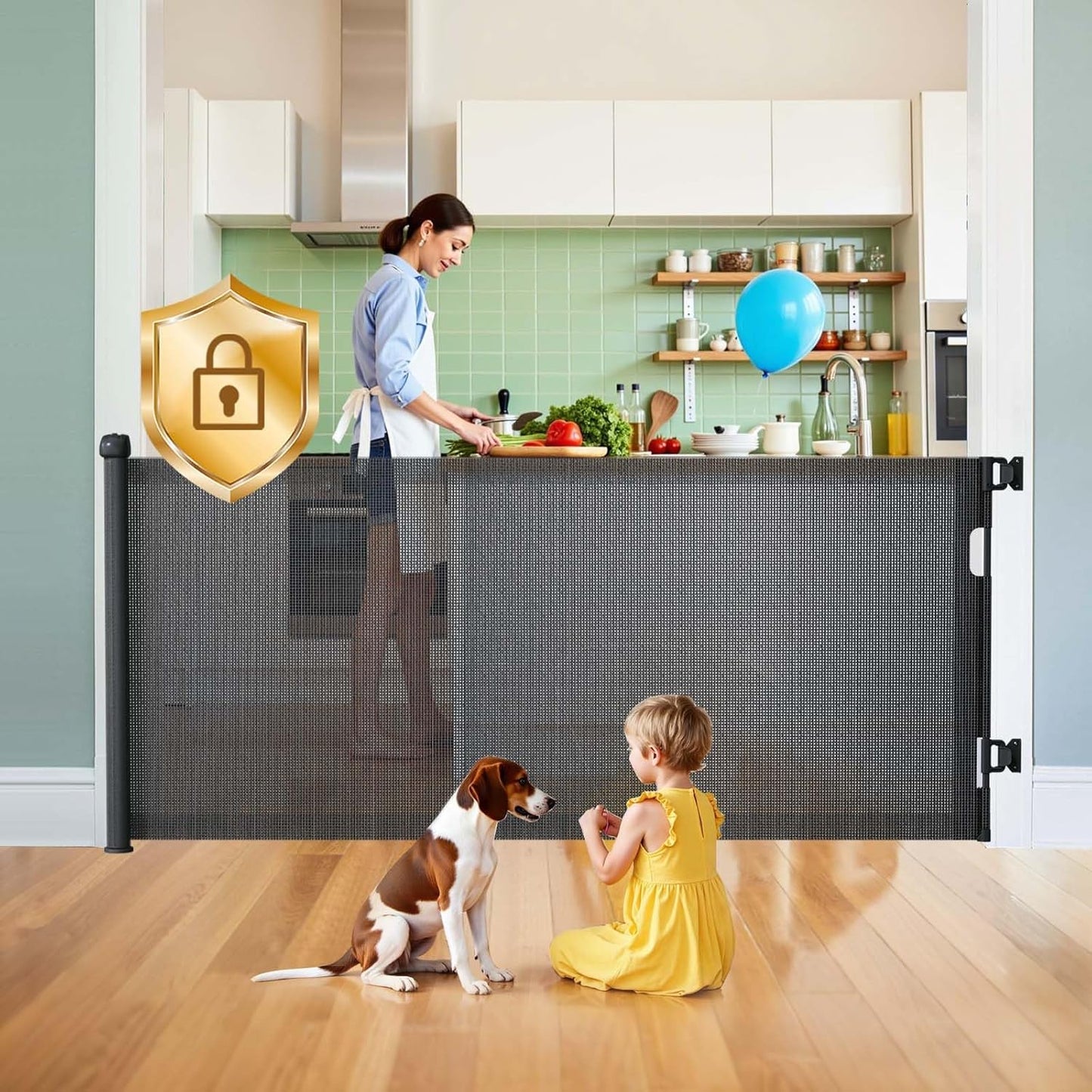 Retractable Baby Gate for Stairs with Auto-Lock Safety Features
