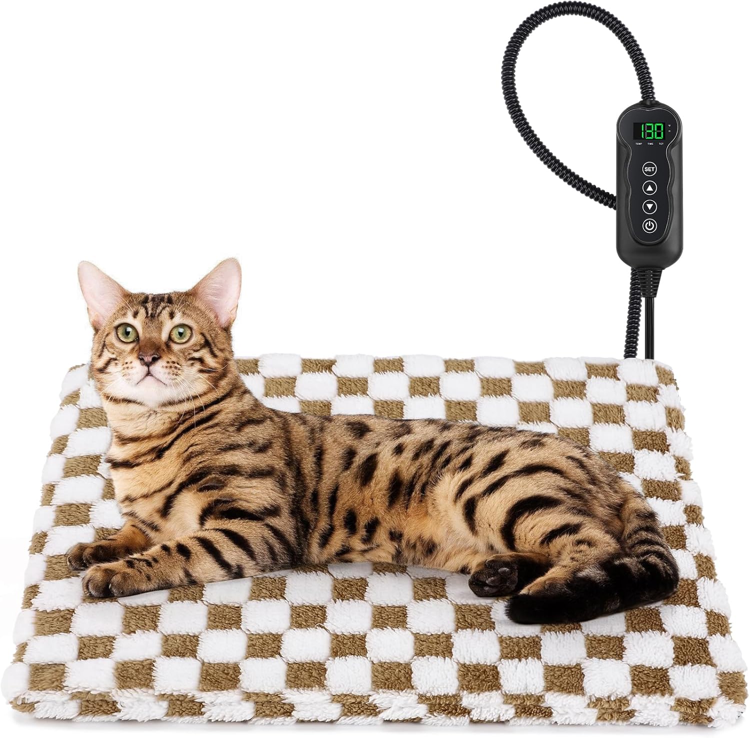 MIXJOY Heated Cat Bed with Adjustable Temperature and Timer
