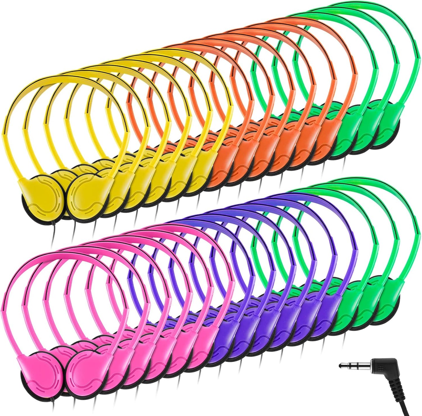 Yunsailing 30 Pack Class Set Headphones for Kids in Bright Colors