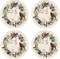 Winter Greetings Dinner Plates Set of 4 - Holiday Porcelain Plates