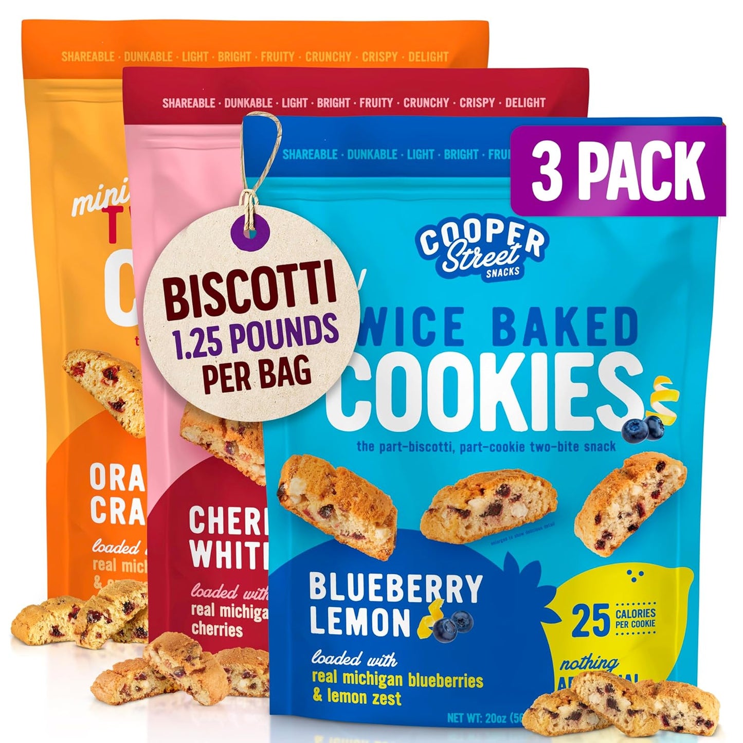 Cooper Street Twice Baked Italian Biscotti Cookies Variety Pack