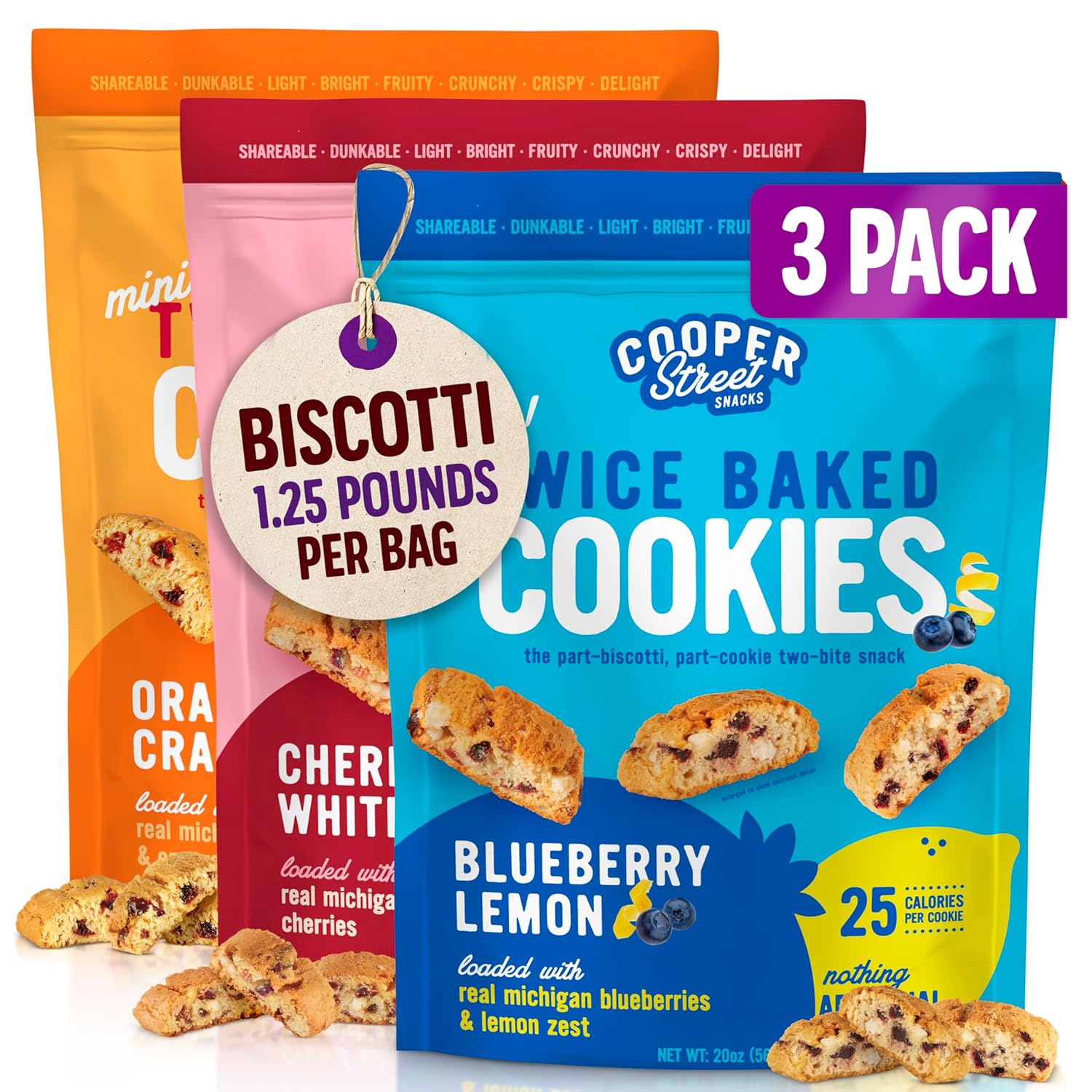 Cooper Street Twice Baked Italian Biscotti Cookies Variety Pack