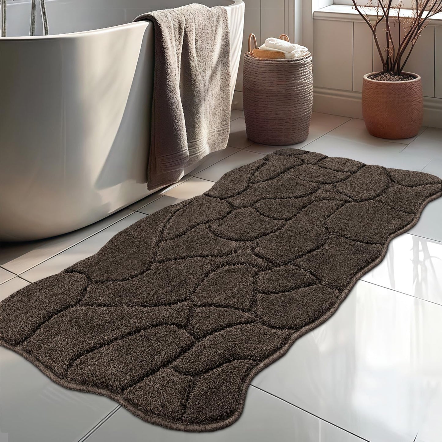 Large Bathroom Rugs Runner - Soft Absorbent Shaggy Bath Mats