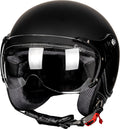 3/4 Motorcycle Helmet Retro Open Face with Clear Visor for Men