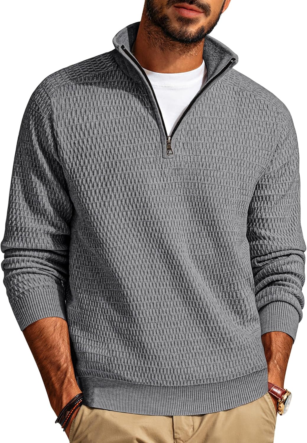 PJ PAUL JONES Men's Quarter Zip Sweater for Stylish Comfort