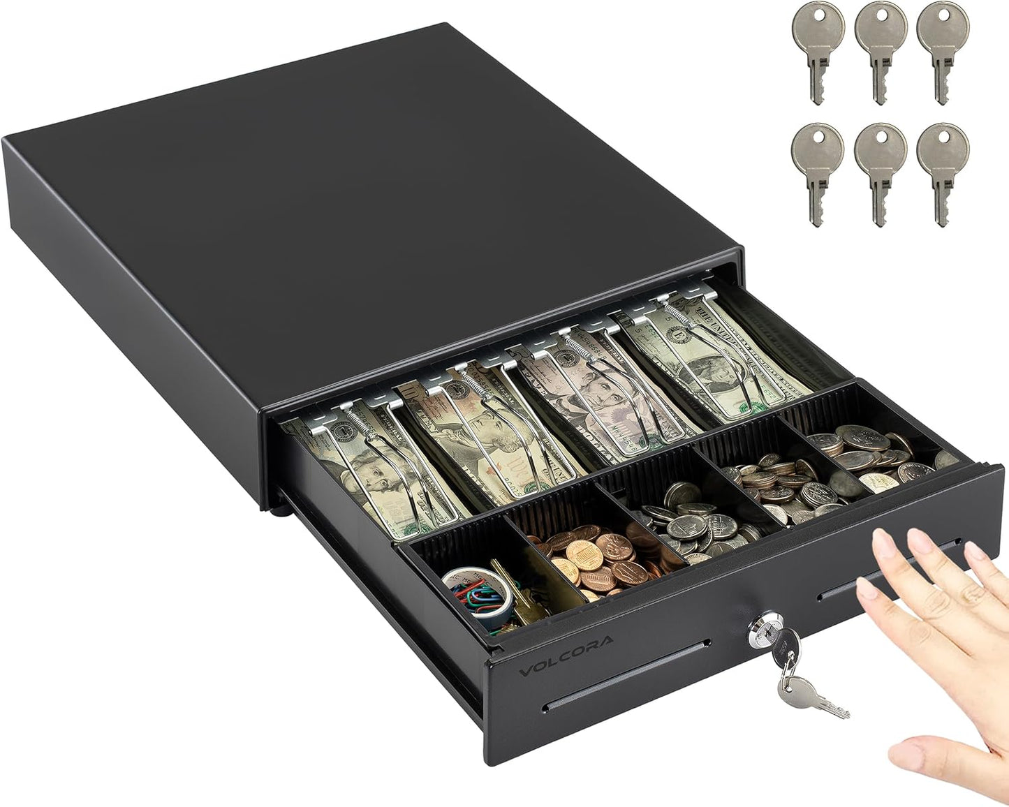 Volcora 13in Manual Push Open Cash Register Drawer for POS