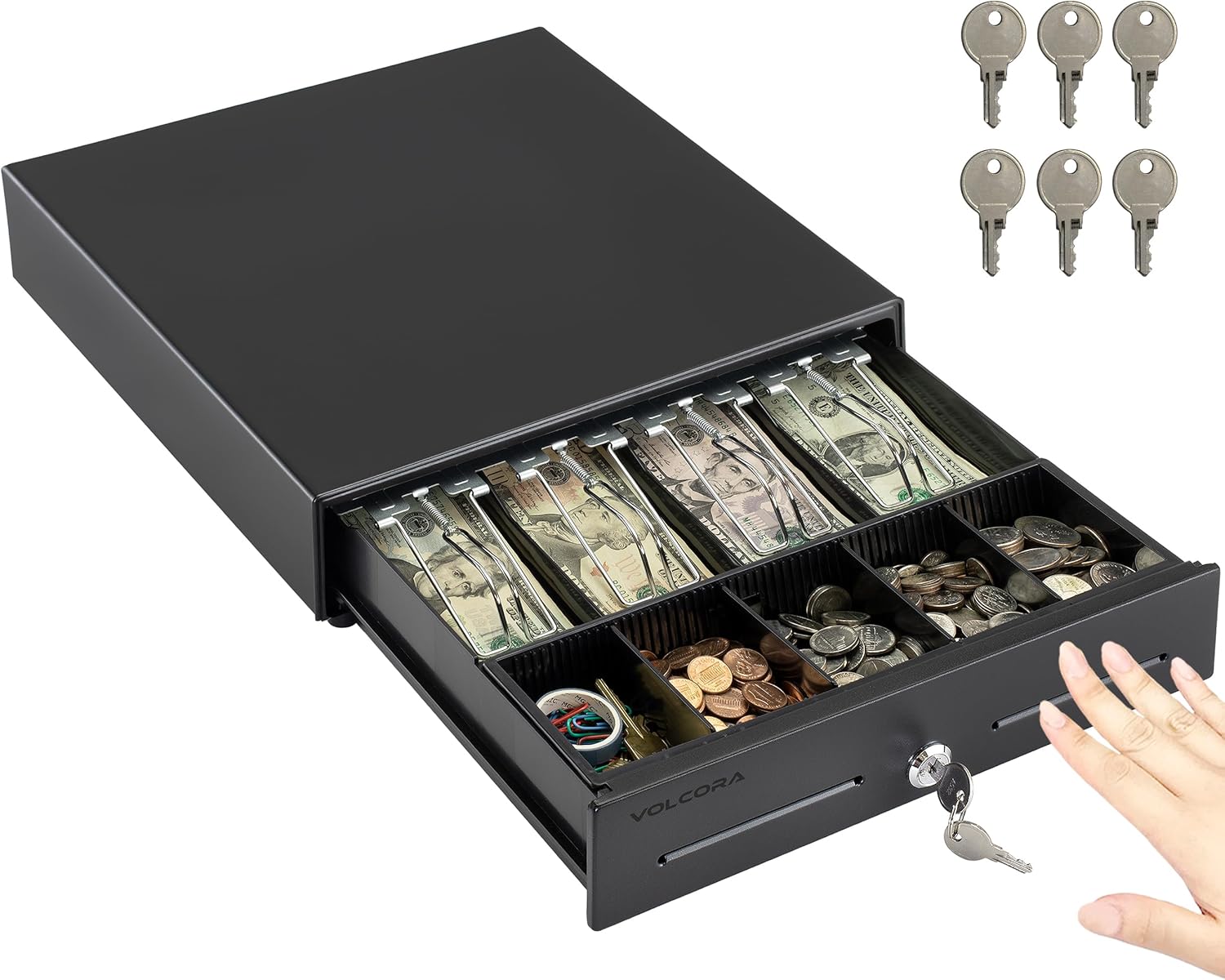 Volcora 13in Manual Push Open Cash Register Drawer for POS