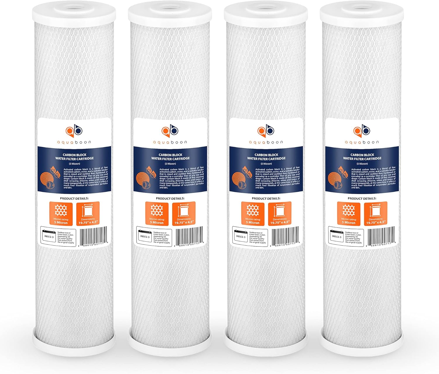 Aquaboon 20 x 4.5 Carbon Water Filter Replacement for Home Use