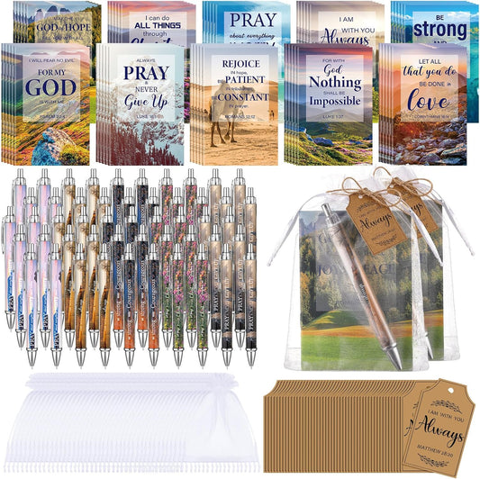 Christian Bulk Gifts Set: 200 Pcs for Women - Notebooks, Pens, Tags, Bags