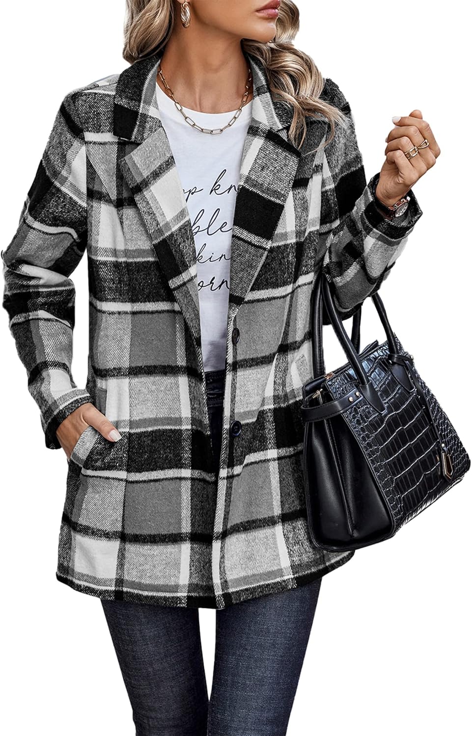Trendy Plaid Shacket Jacket for Women - Perfect Fall Layering