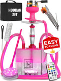 Hookah Set with Everything - Pink Portable 2 Hose Hookah Set